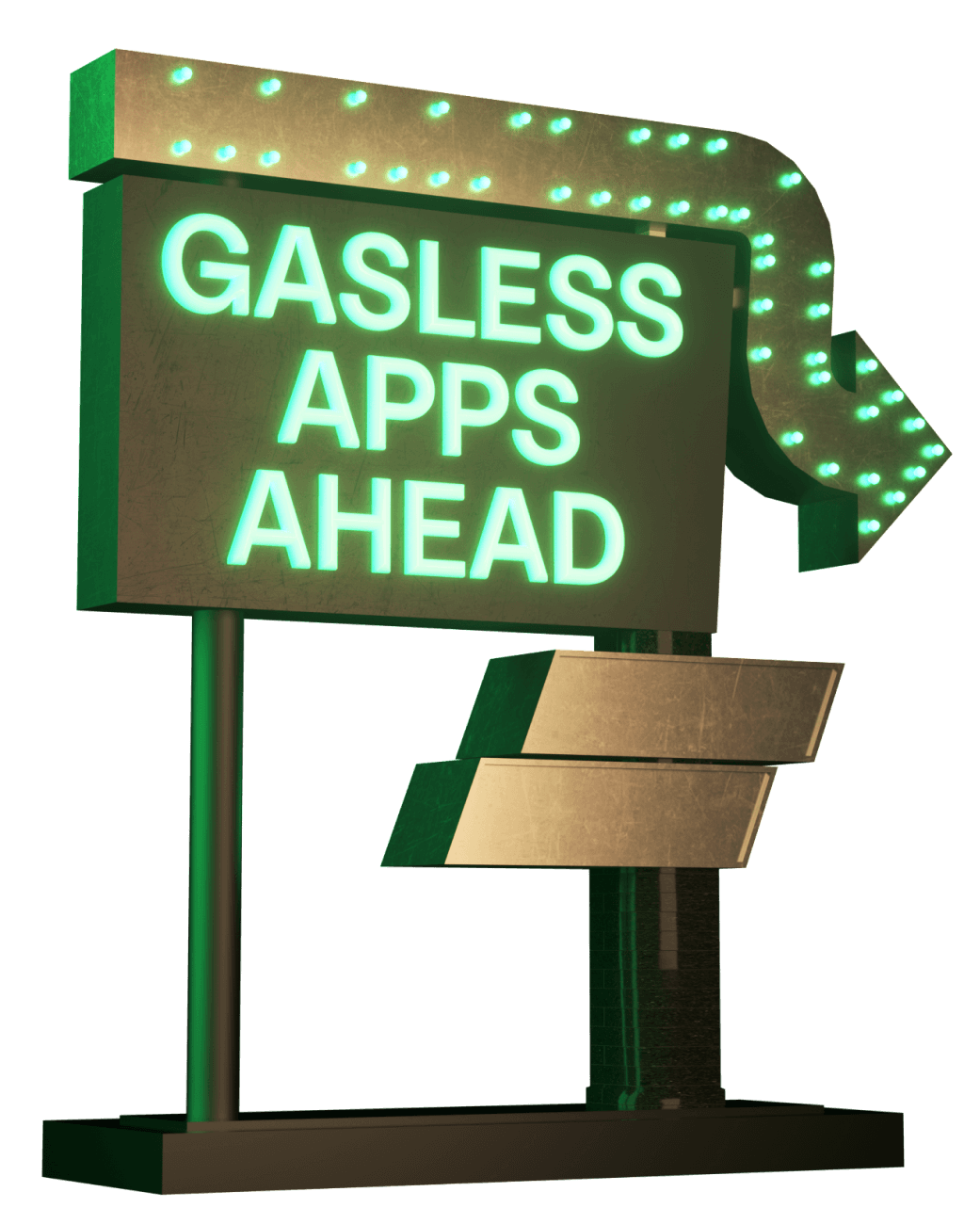 Sign pointing to gasless apps